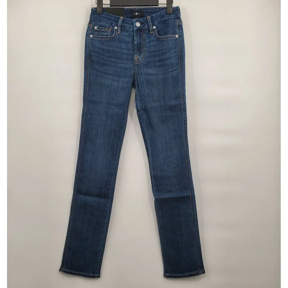 7 For All Mankind Kimmie Straight Slim Illusion Jeans Women Size 26 NWT Denim
